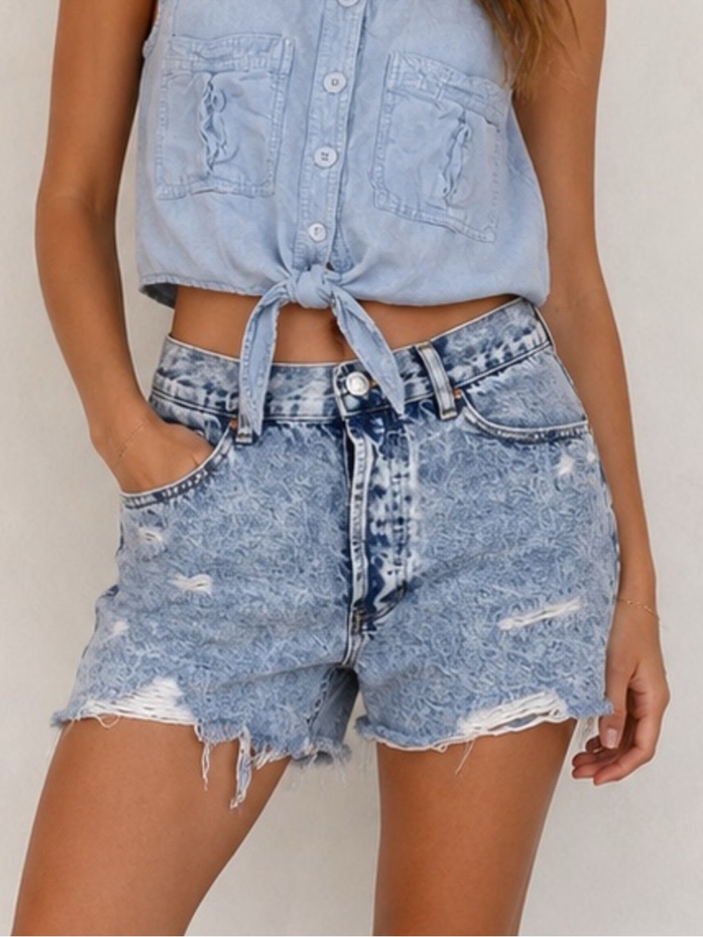 Distressed Pacsun denim Shorts Ulta High Rise Vintage Short 28 Button Fly